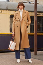 Love & Roses Camel Smart Double Breasted Belted Trench Coat - Image 1 of 4