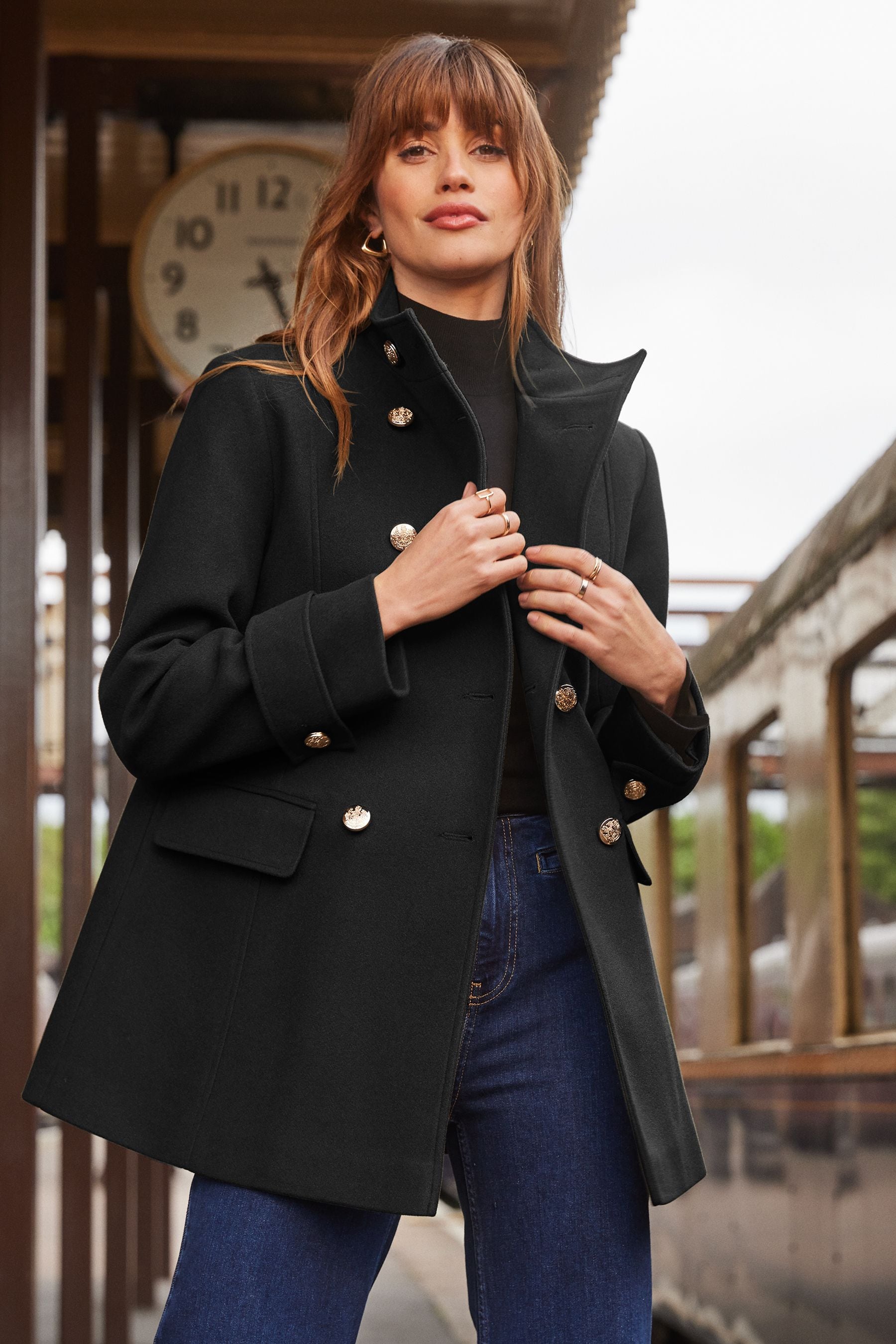 Funnel pea coat new arrivals