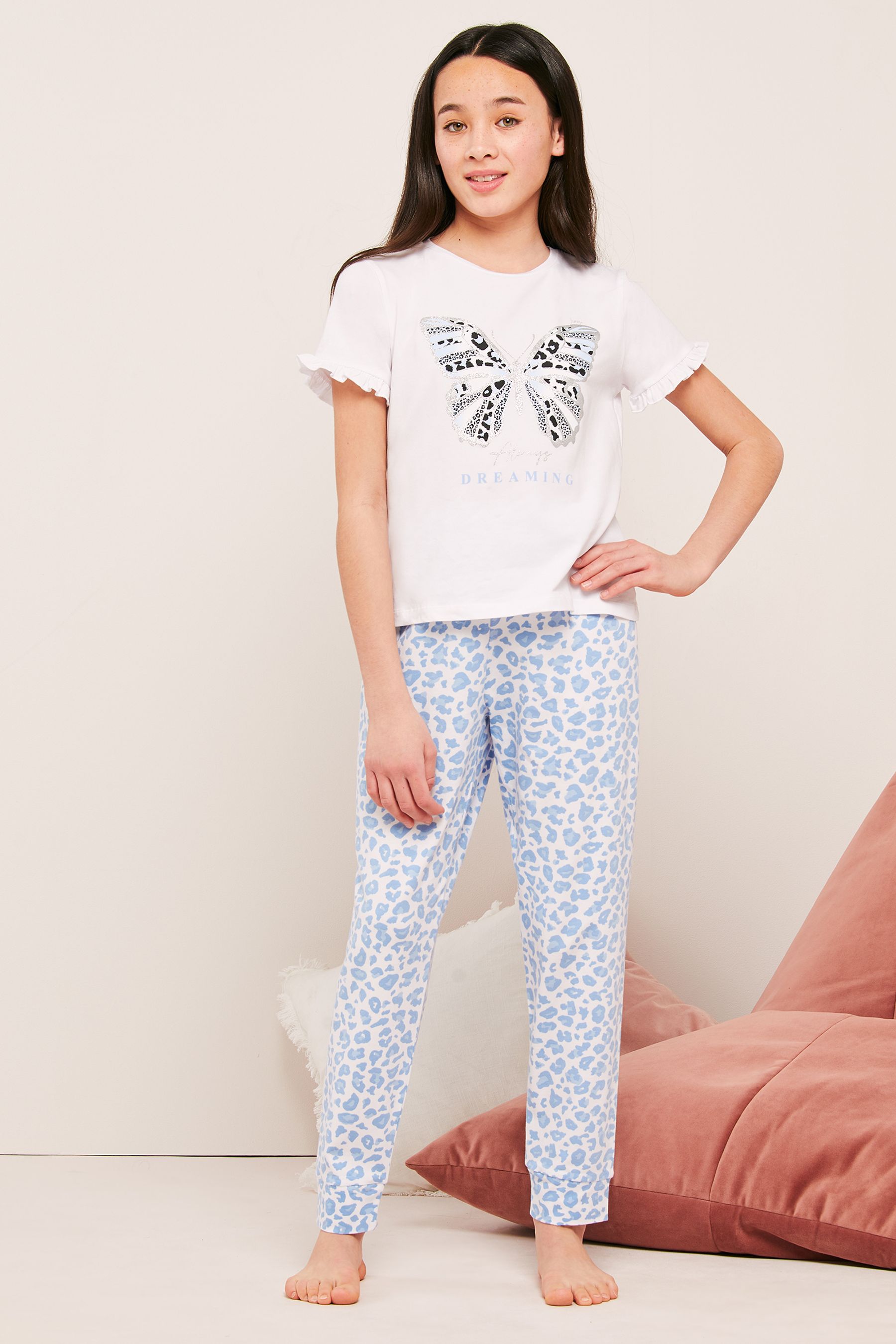 Buy Lipsy Blue Short Sleeve Long Leg Pyjamas from Next Luxembourg
