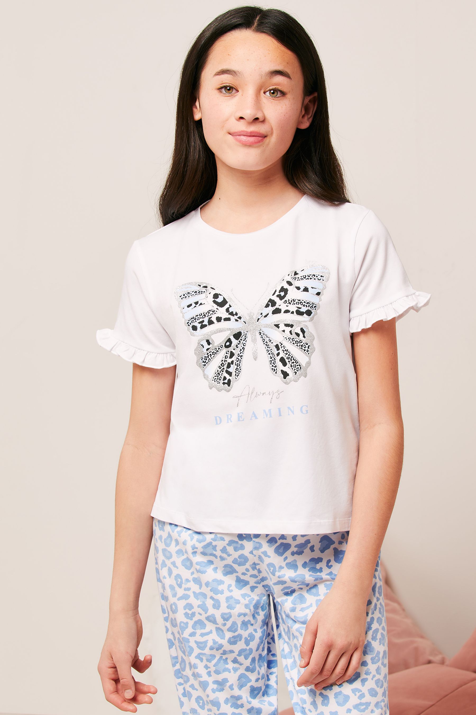 Buy Lipsy Blue Short Sleeve Long Leg Pyjamas from Next Luxembourg