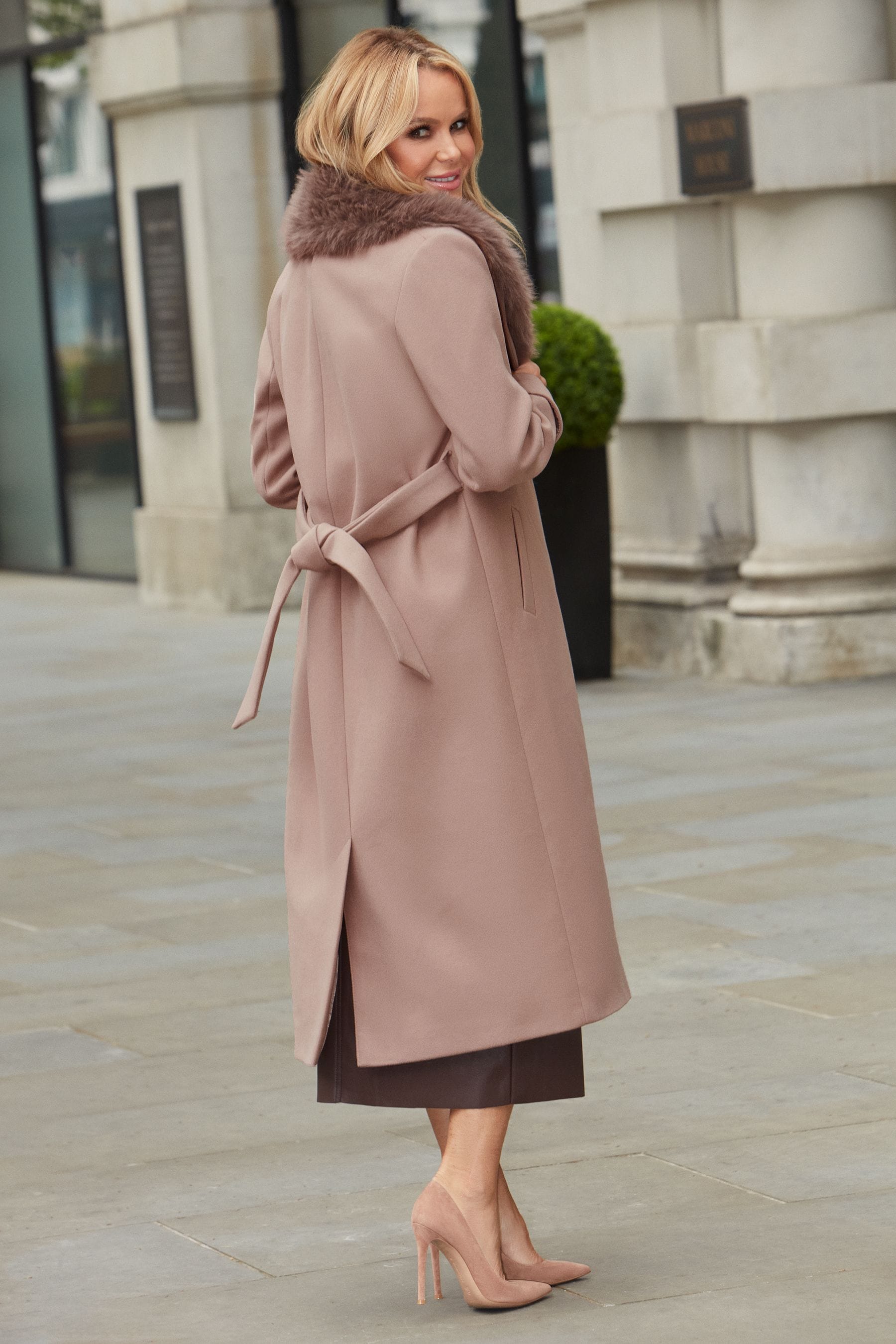 Buy Lipsy Faux Fur Collar Belted Wrap Coat from Next Luxembourg
