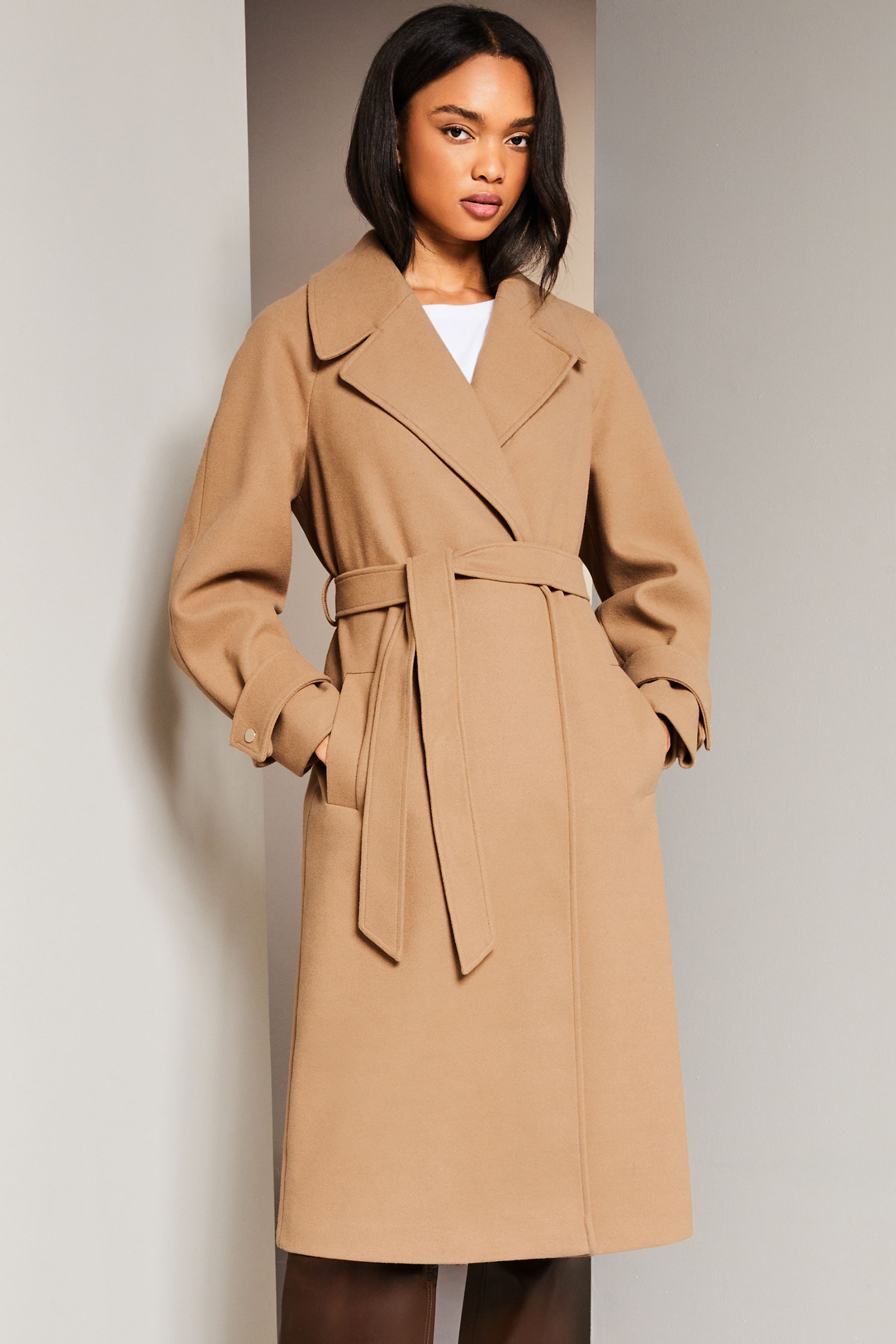 Buy Lipsy Camel Belted Smart Wrap Trench Coat from Next Luxembourg