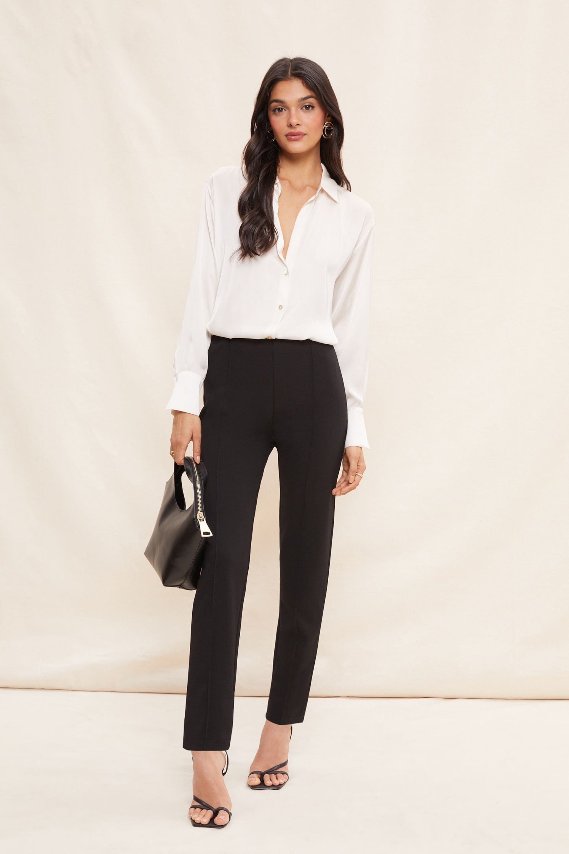 Friends Like These Black Stretch Pintuck Smart Trousers - Image 3 of 4