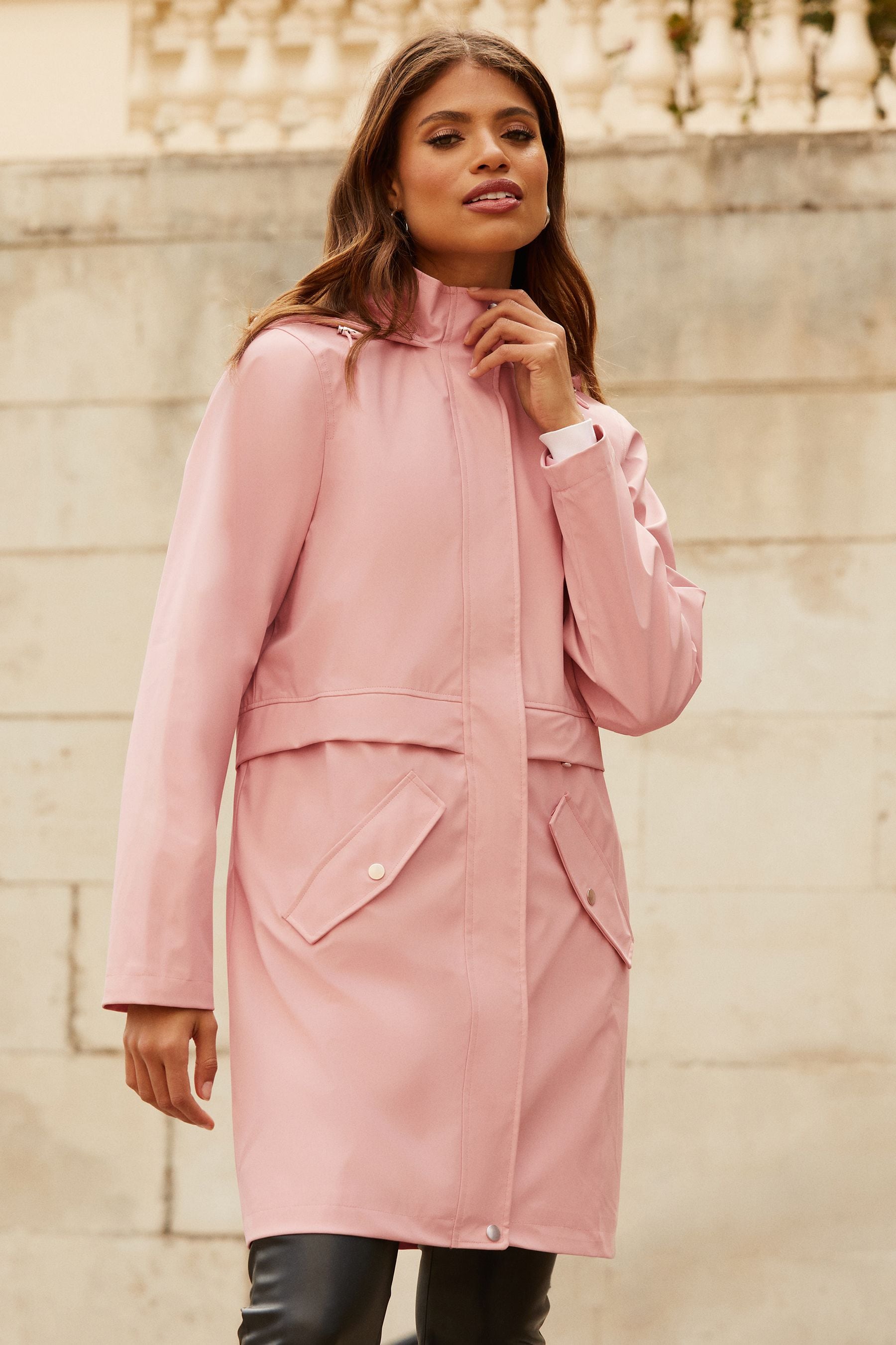 Ladies mac coat with hood on sale