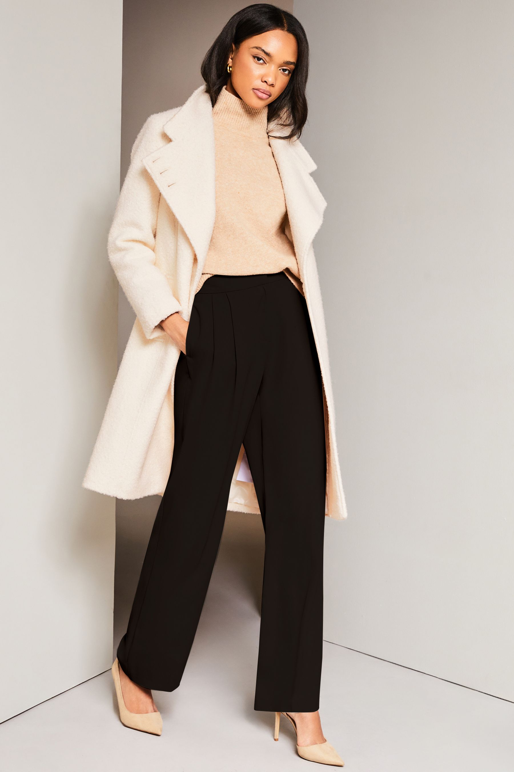 Buy Lipsy Ivory Boucle Smart Wrap Coat from Next Luxembourg