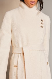 Lipsy Ivory Boucle Smart Wrap Coat - Image 4 of 4
