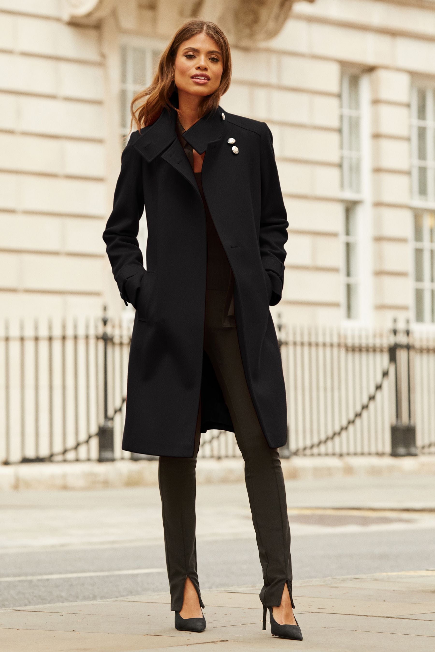 Lipsy black coat outlet