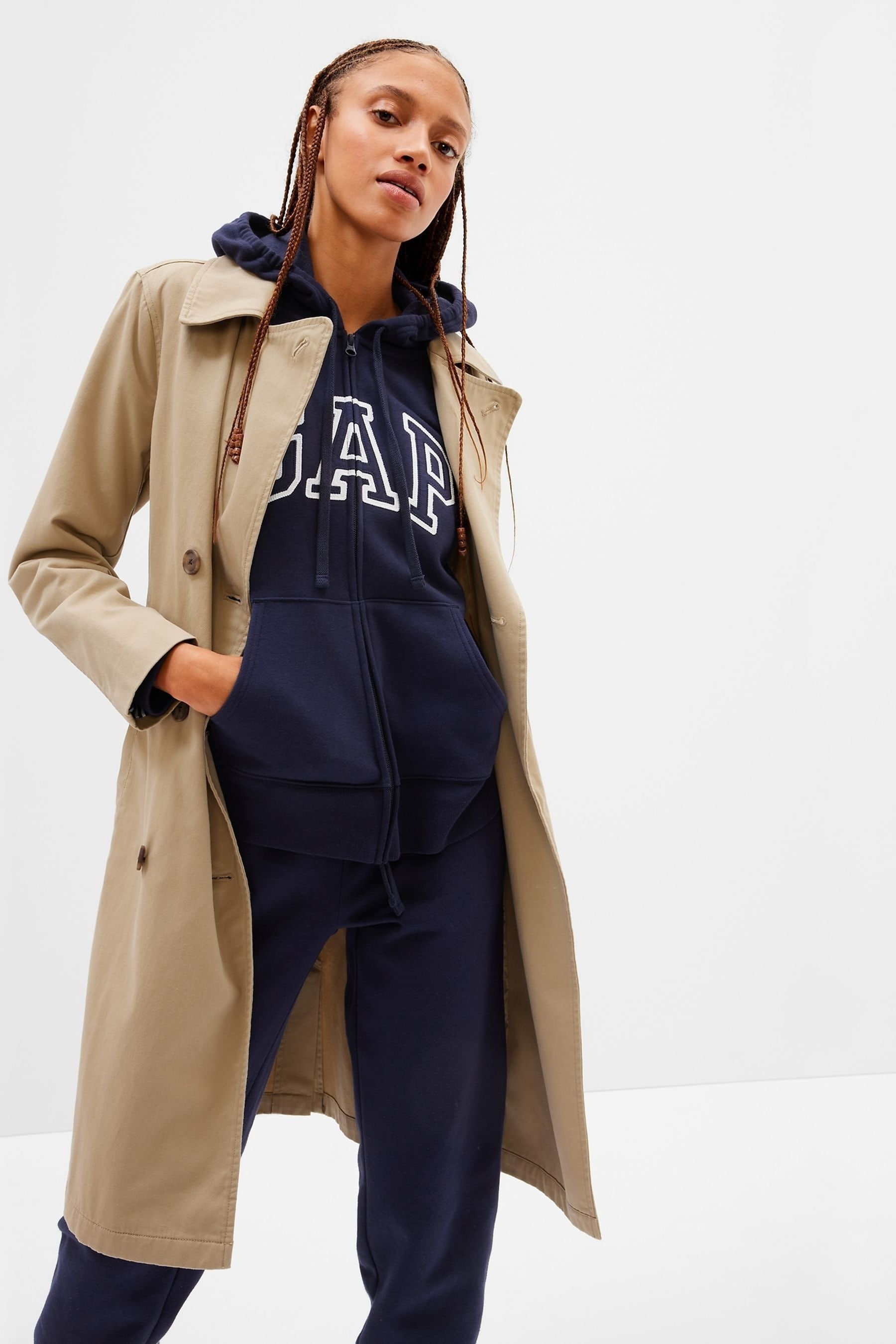 Buy Gap Navy Blue Logo Zip Through Hoodie from the Next UK online shop
