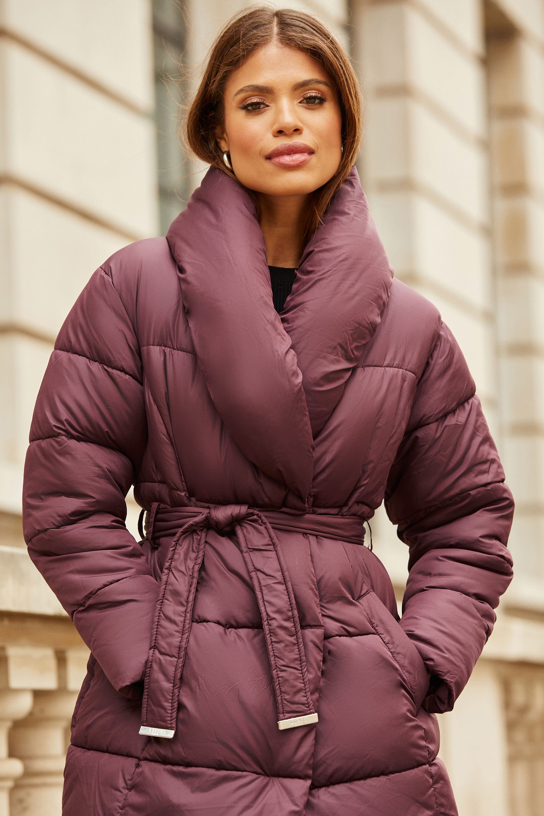 Buy Lipsy Berry Petite Collar Belted Wrap Padded Coat from Next Luxembourg