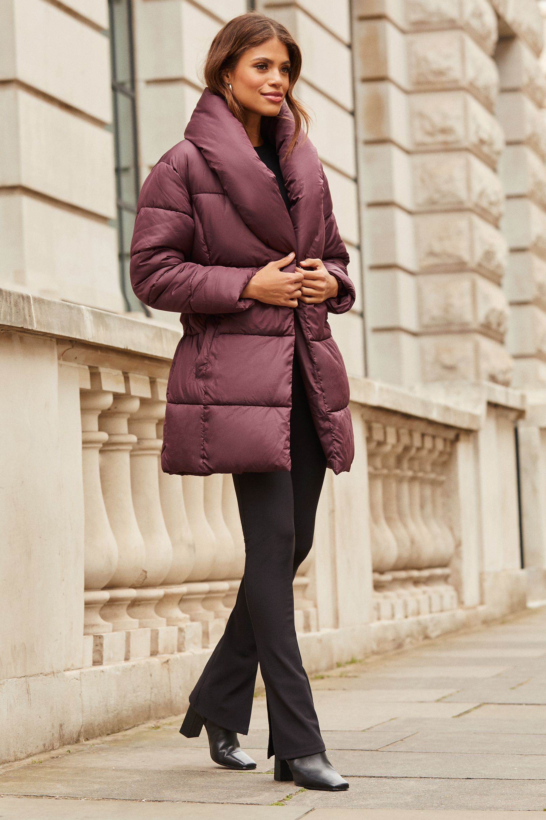 Buy Lipsy Berry Petite Collar Belted Wrap Padded Coat from Next Luxembourg