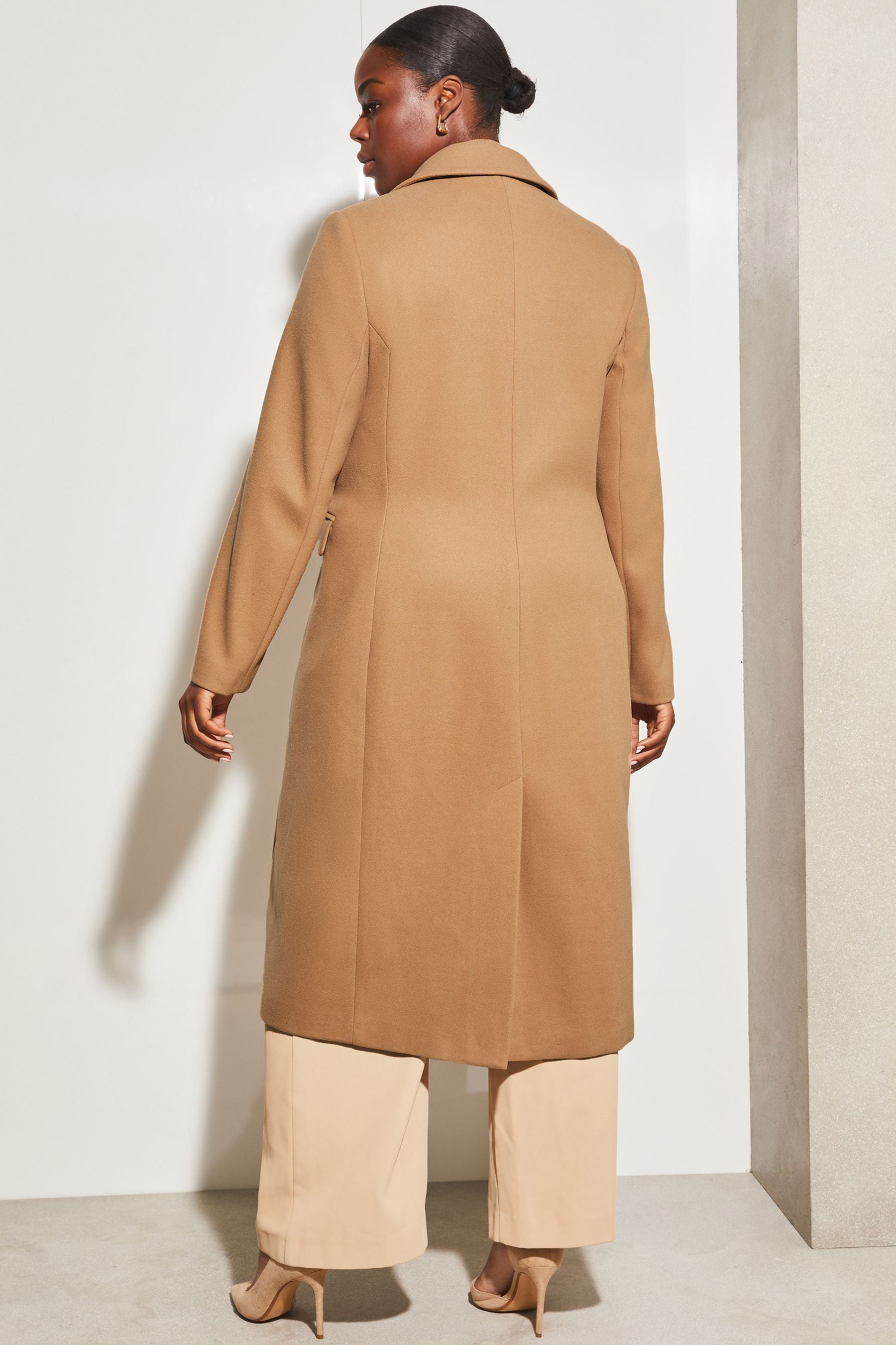 Camel longline coat womens hot sale