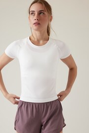 Athleta White Short Sleeve Crew Neck Seamless T-Shirt - Image 1 of 6