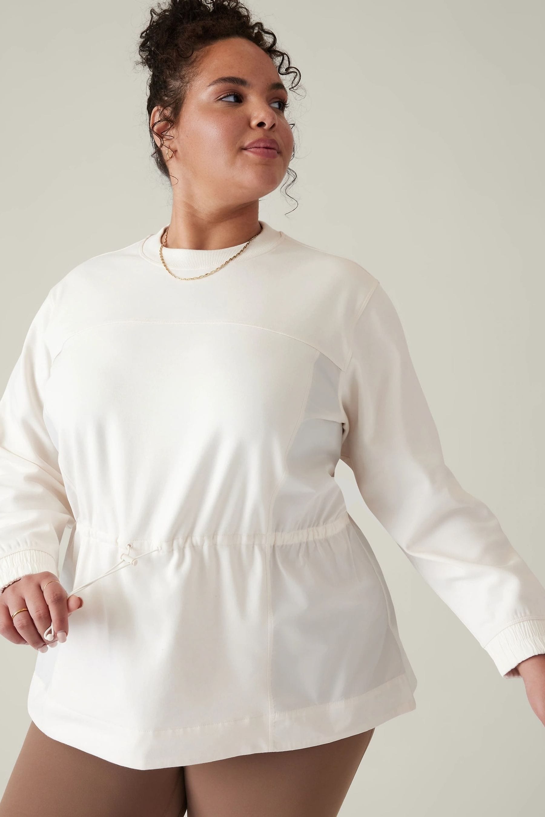 Buy Athleta Cream Crew Neck Cinched Lightweight Sweatshirt from Next Ireland