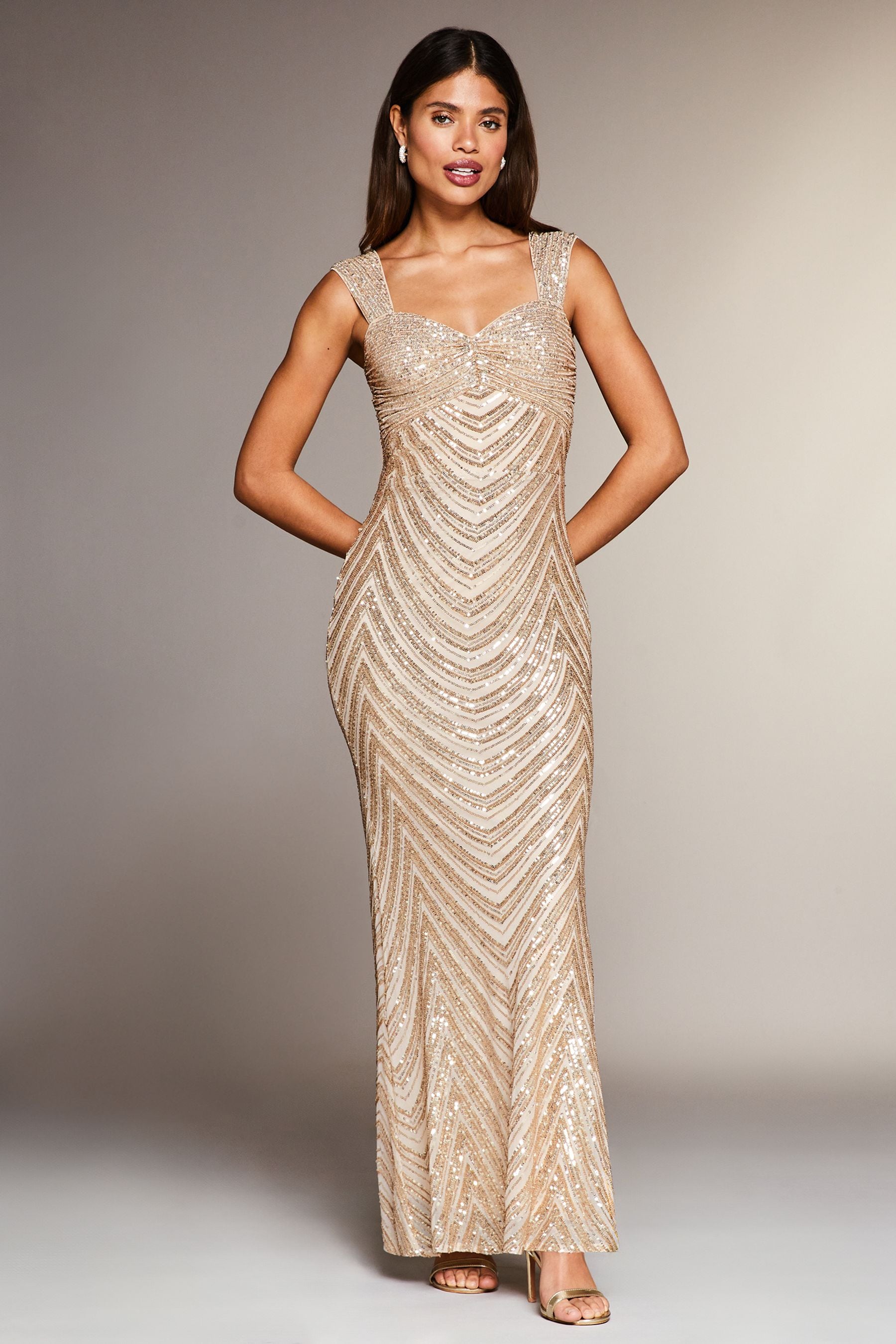 Lipsy built up sequin maxi dress clearance