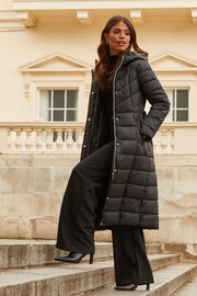 Lipsy Black Petite Slim Longline Duvet Hooded Padded Coat - Image 4 of 4