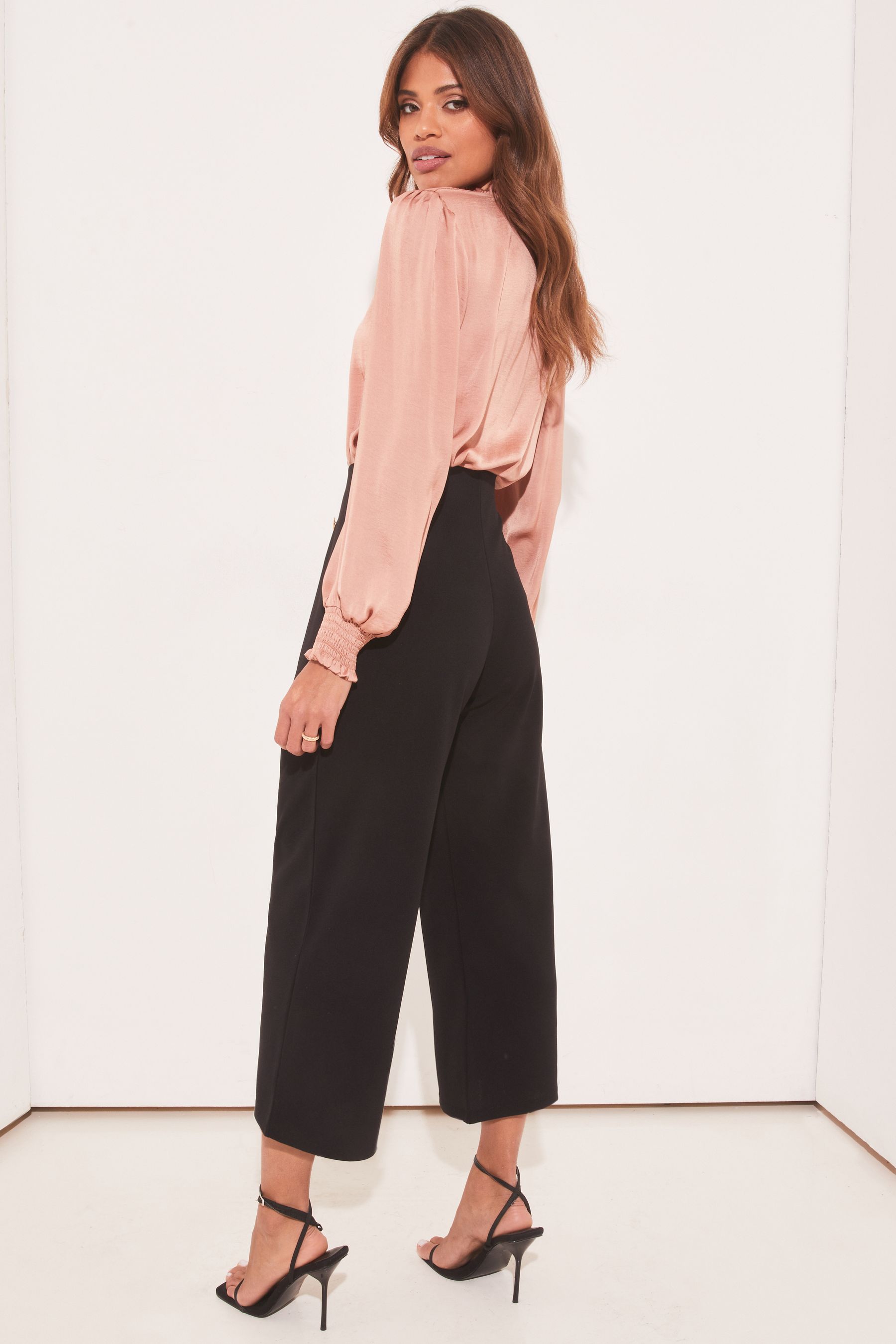 Buy Lipsy Black Military Buttoned Wide Leg Culotte Trousers from Next Lithuania