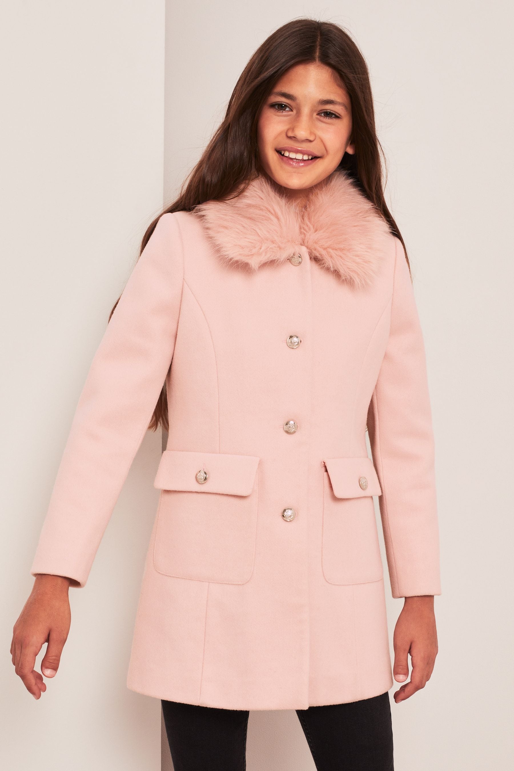 Buy Lipsy Pink Wool Princess Coat 3yrs 14yrs from Next Luxembourg
