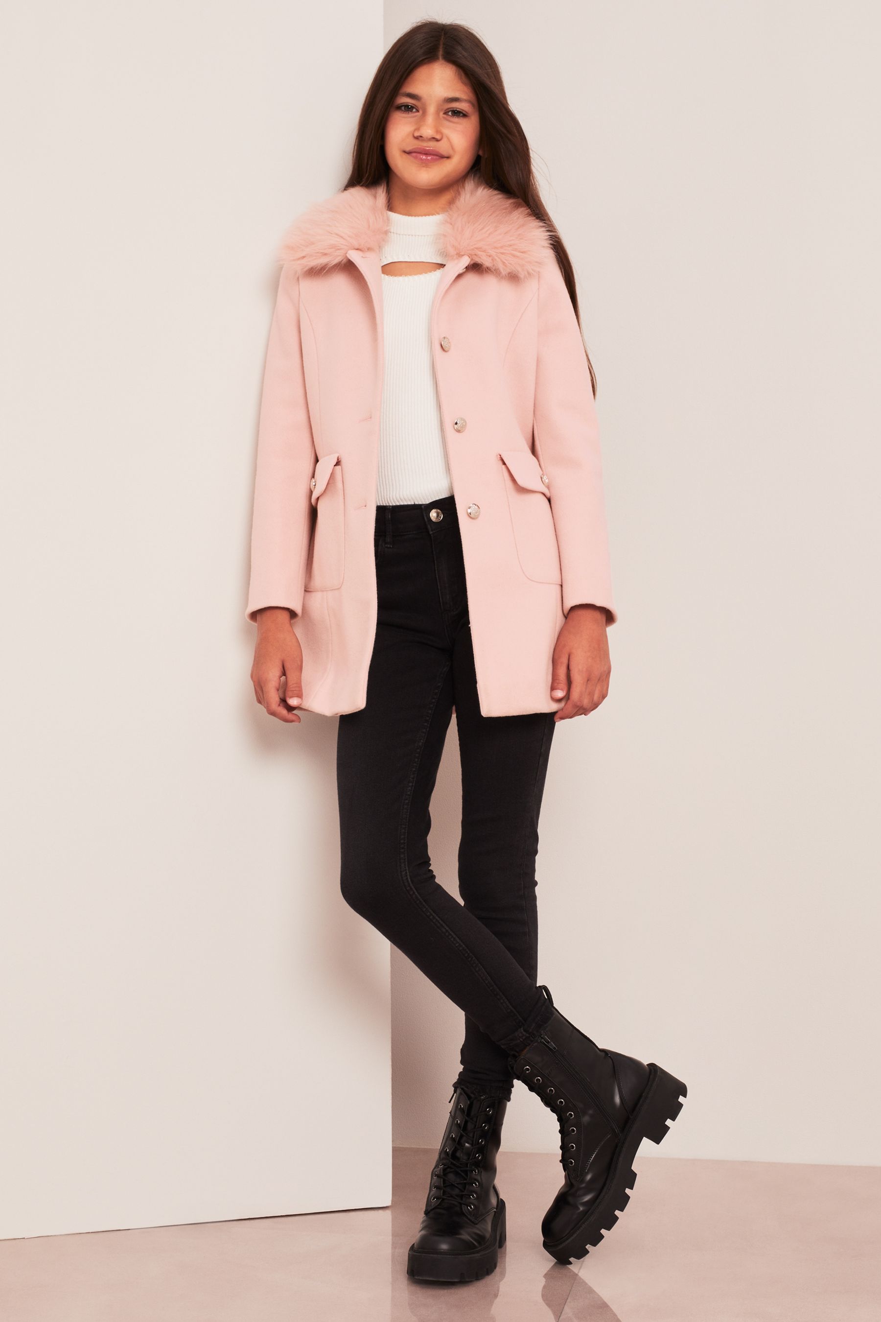 Buy Lipsy Pink Wool Princess Coat 3yrs 14yrs from Next Luxembourg