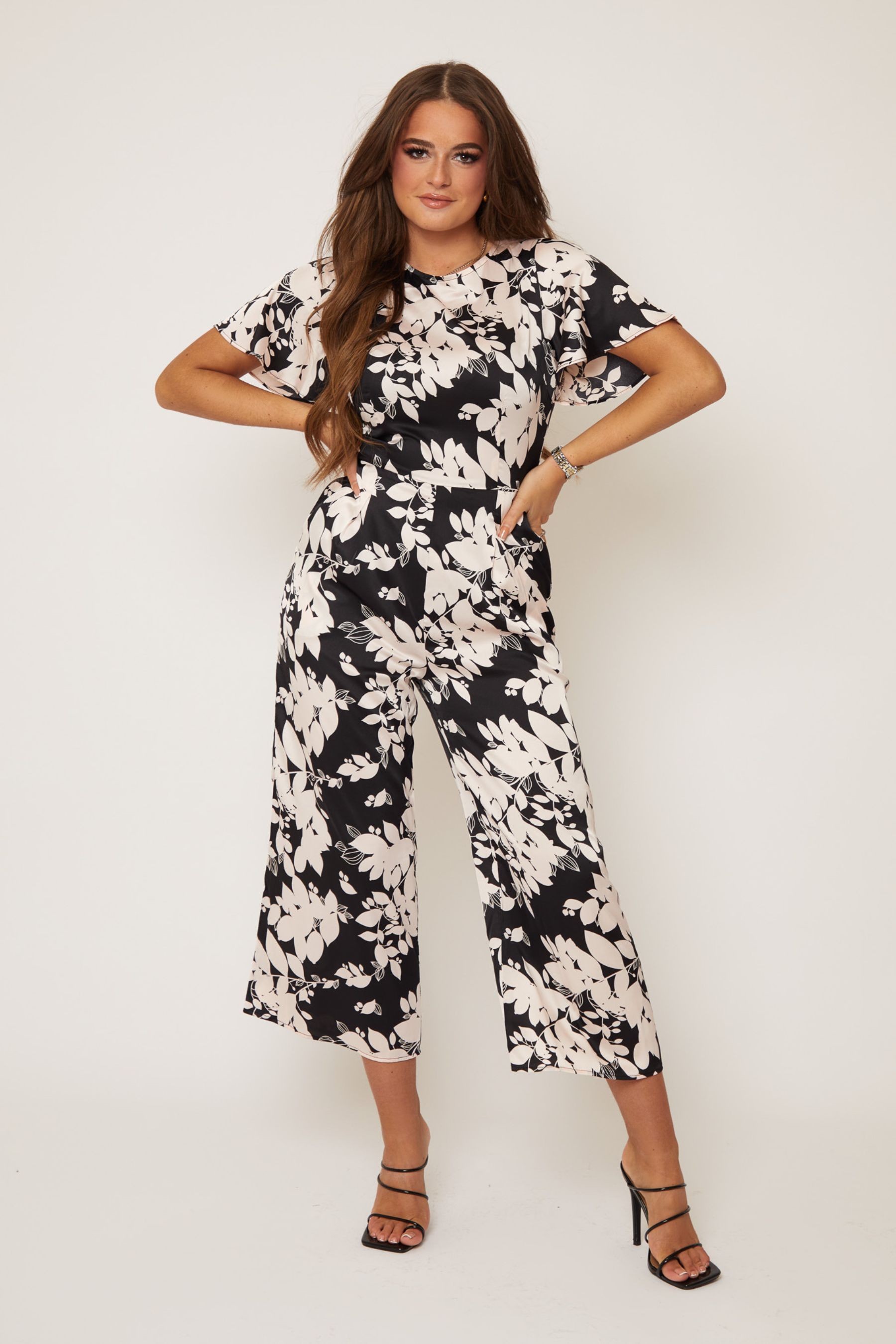 Buy Girl In Mind Blush Floral Laura Culotte Open Back Jumpsuit from Next Luxembourg