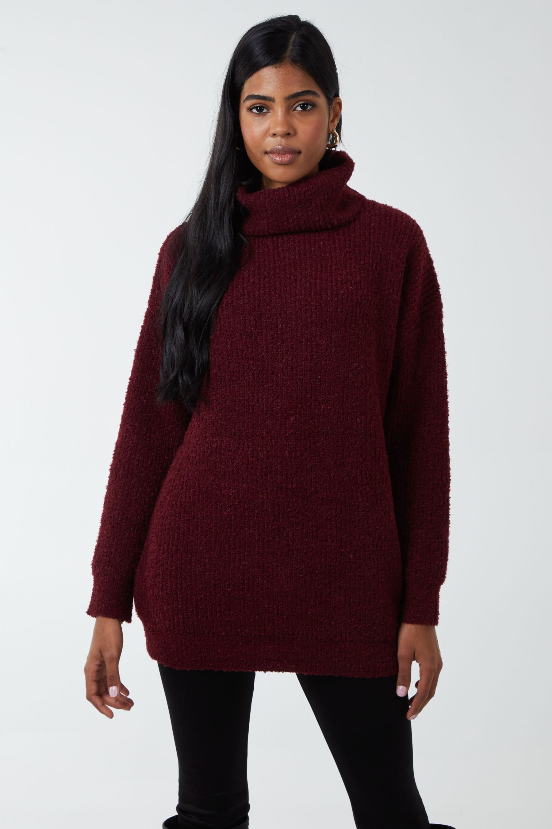 Buy Blue Vanilla Burgundy Red Cosy Roll Neck Tunic Jumper from Next Luxembourg