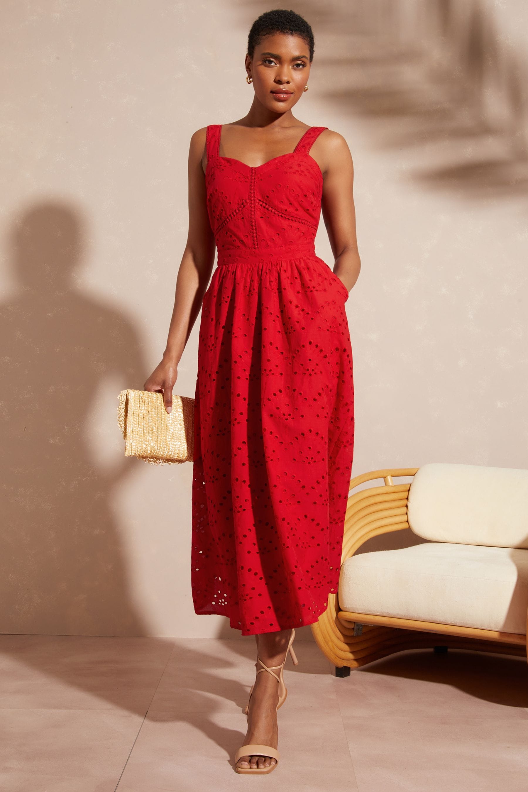 Red dress fit and flare shop