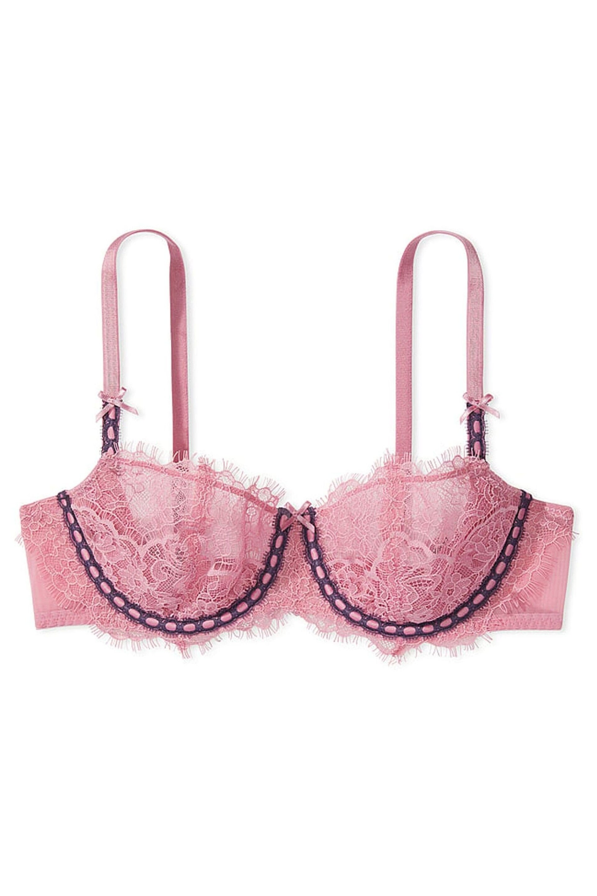 Victoria's Secret Dusk Mauve Pink Ribbon Slot Unlined Balcony Bra - Image 3 of 4