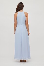 Vila Light Blue Halter Neck Tulle Maxi Dress - Image 3 of 5