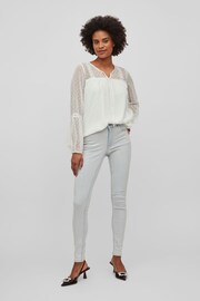VILA White Dobby and Lace Detail Blouse - Image 2 of 3