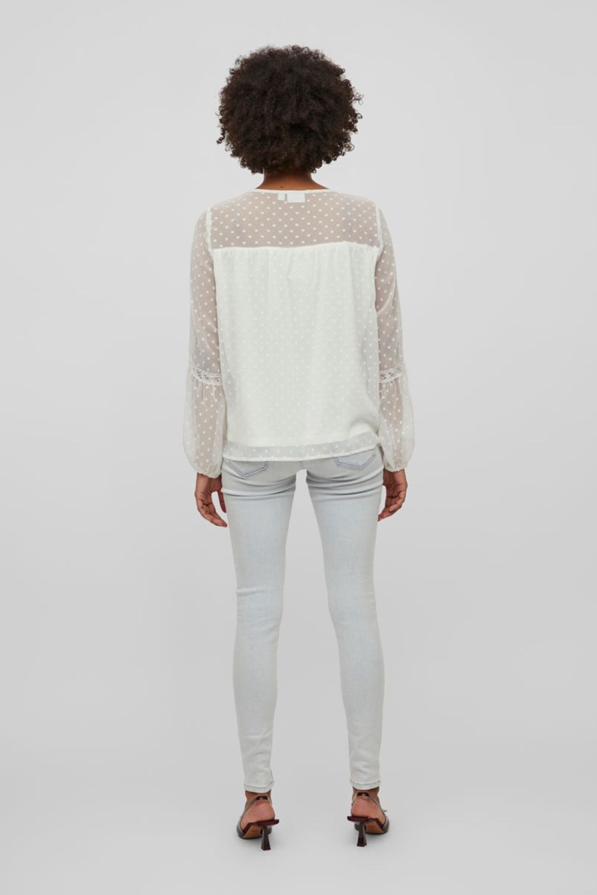 VILA White Dobby and Lace Detail Blouse - Image 3 of 5