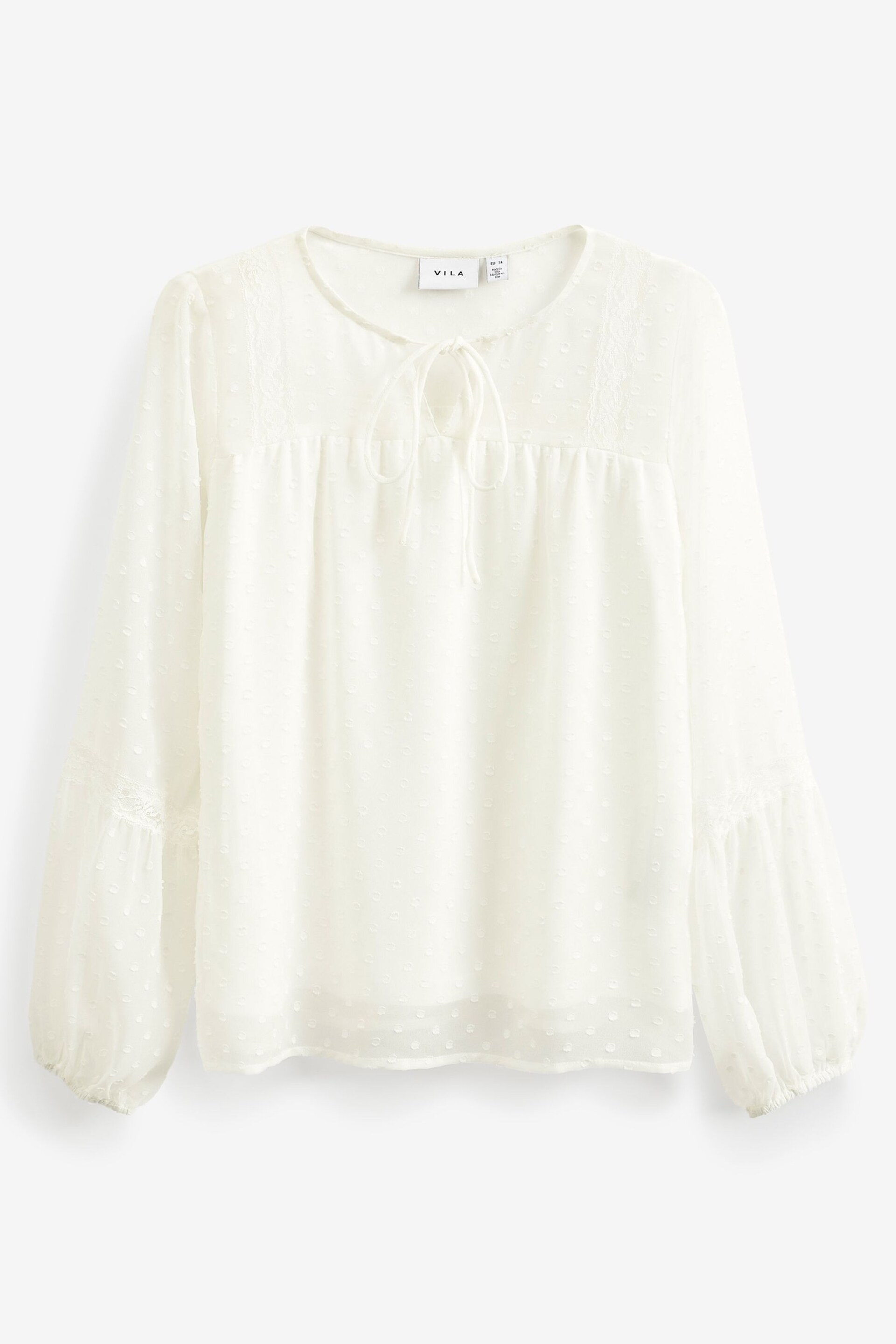 VILA White Dobby and Lace Detail Blouse - Image 5 of 5