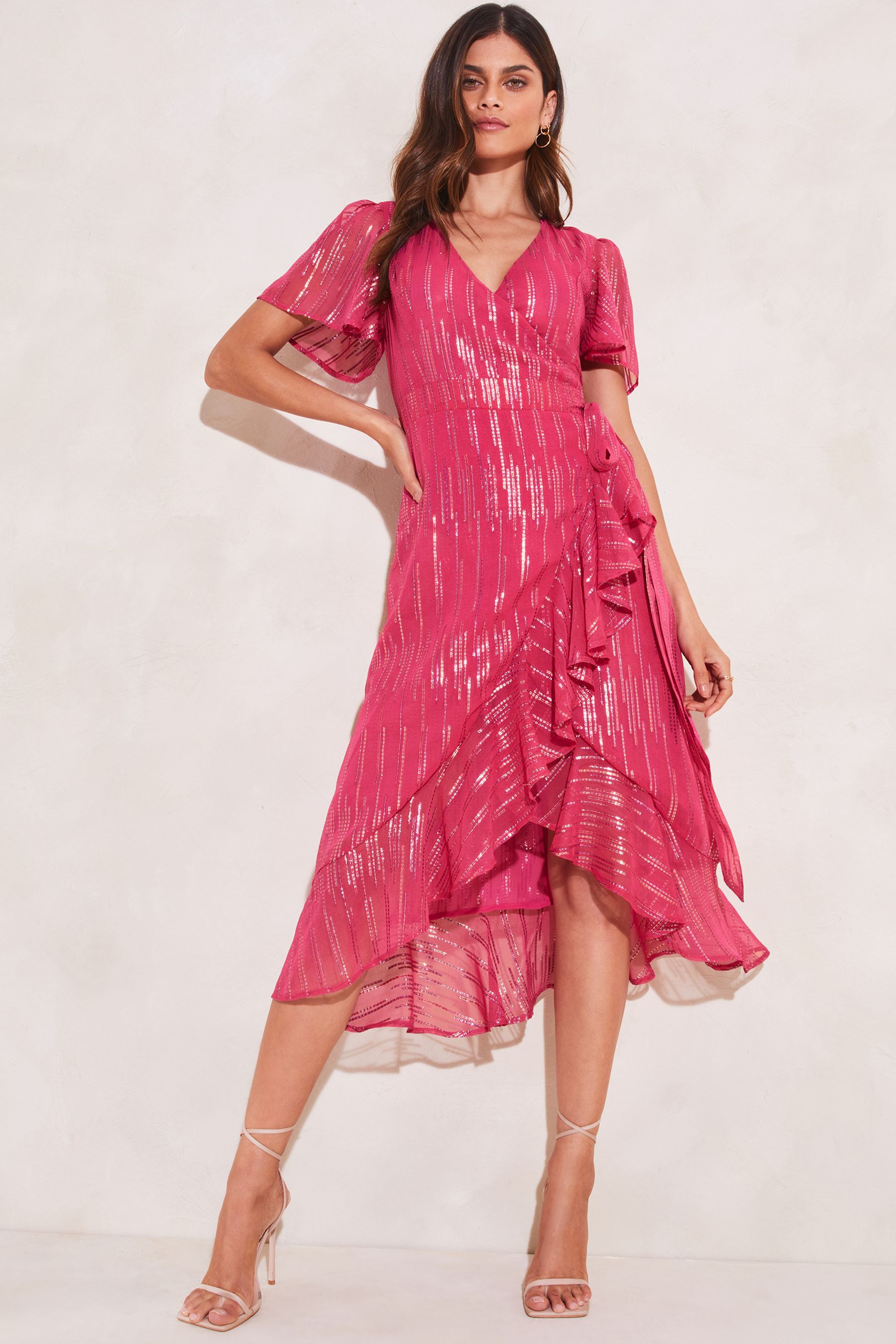 Lipsy ruffle wrap midi dress store