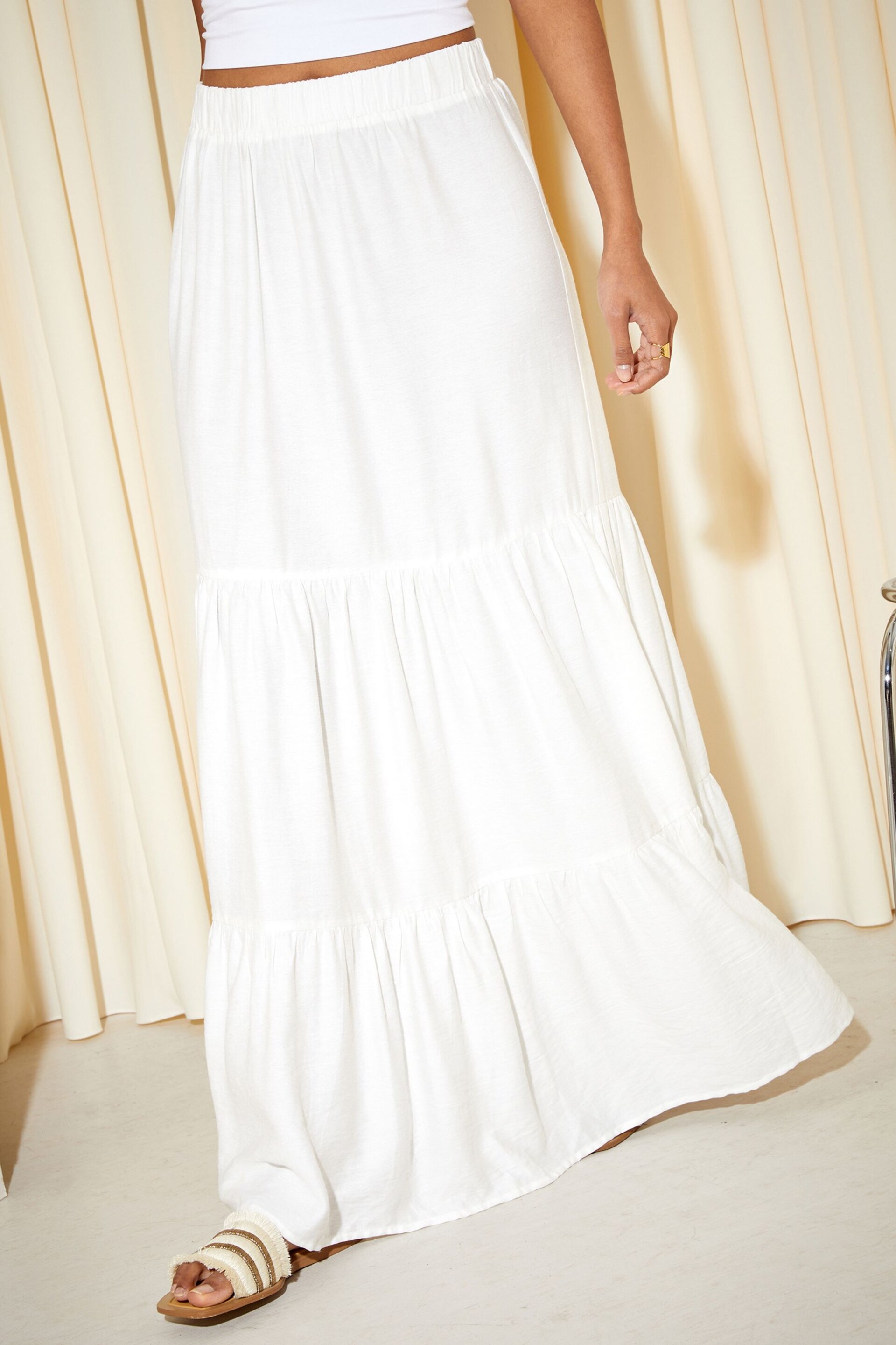 Friends Like These White Boho Tiered Maxi Skirt - Image 1 of 4