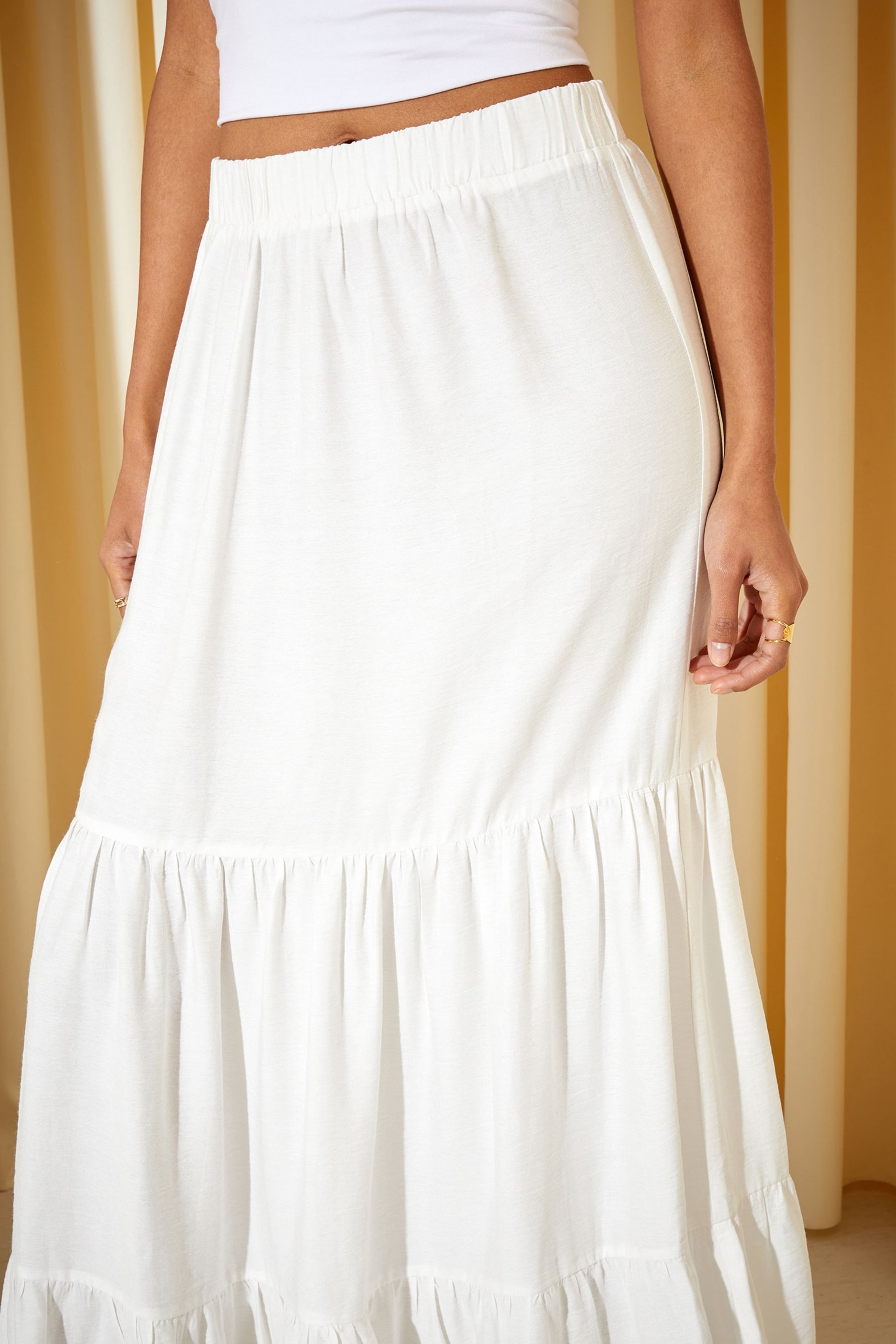 Friends Like These White Boho Tiered Maxi Skirt - Image 4 of 4