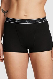 Victoria's Secret PINK Pure Black Cotton Logo High Waist Boyshort Knickers - Image 1 of 3