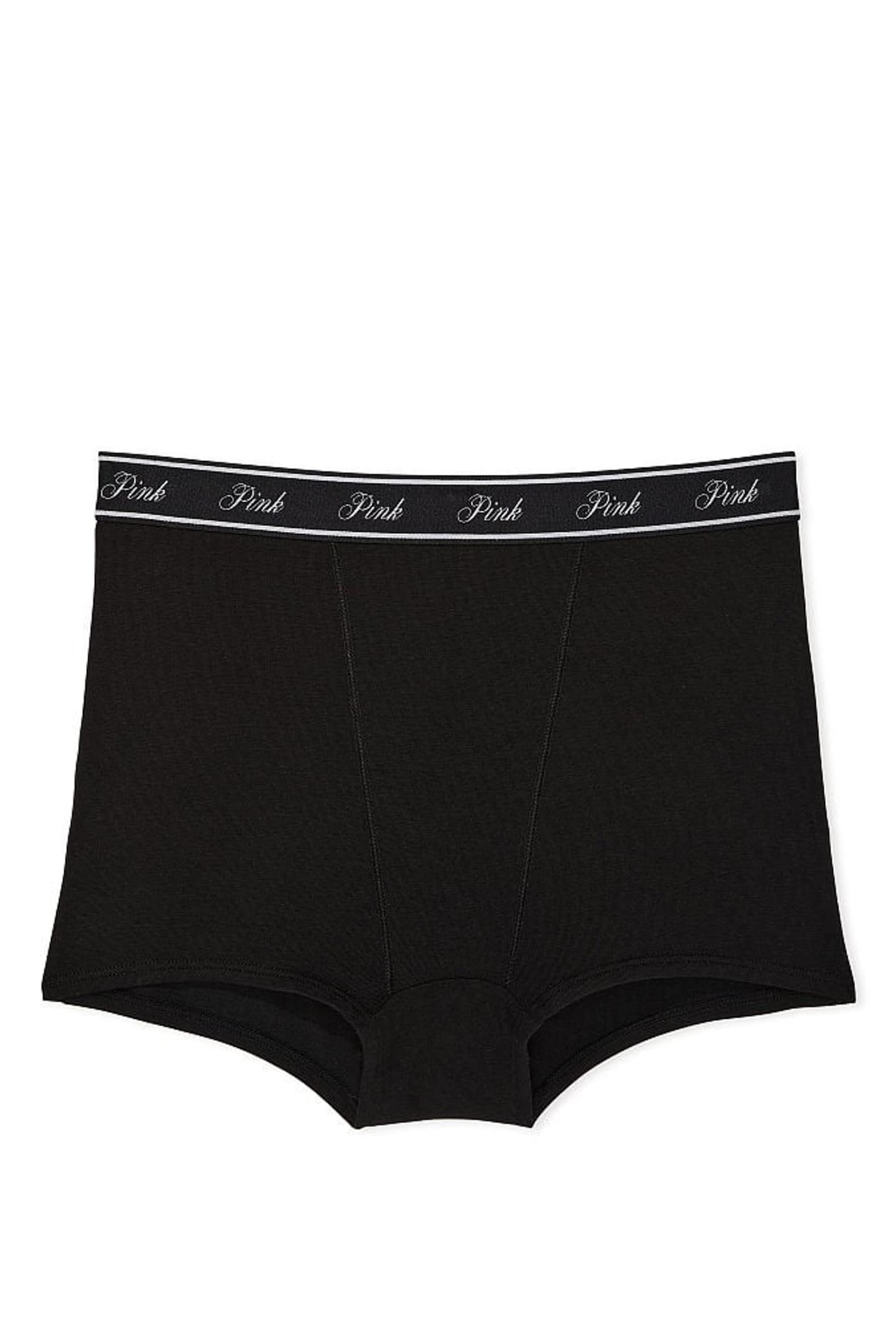 Victoria's Secret PINK Pure Black Cotton Logo High Waist Boyshort Knickers - Image 3 of 3