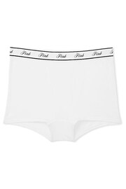 Victoria's Secret PINK Optic White Cotton Logo High Waist Boyshort Knickers - Image 3 of 3