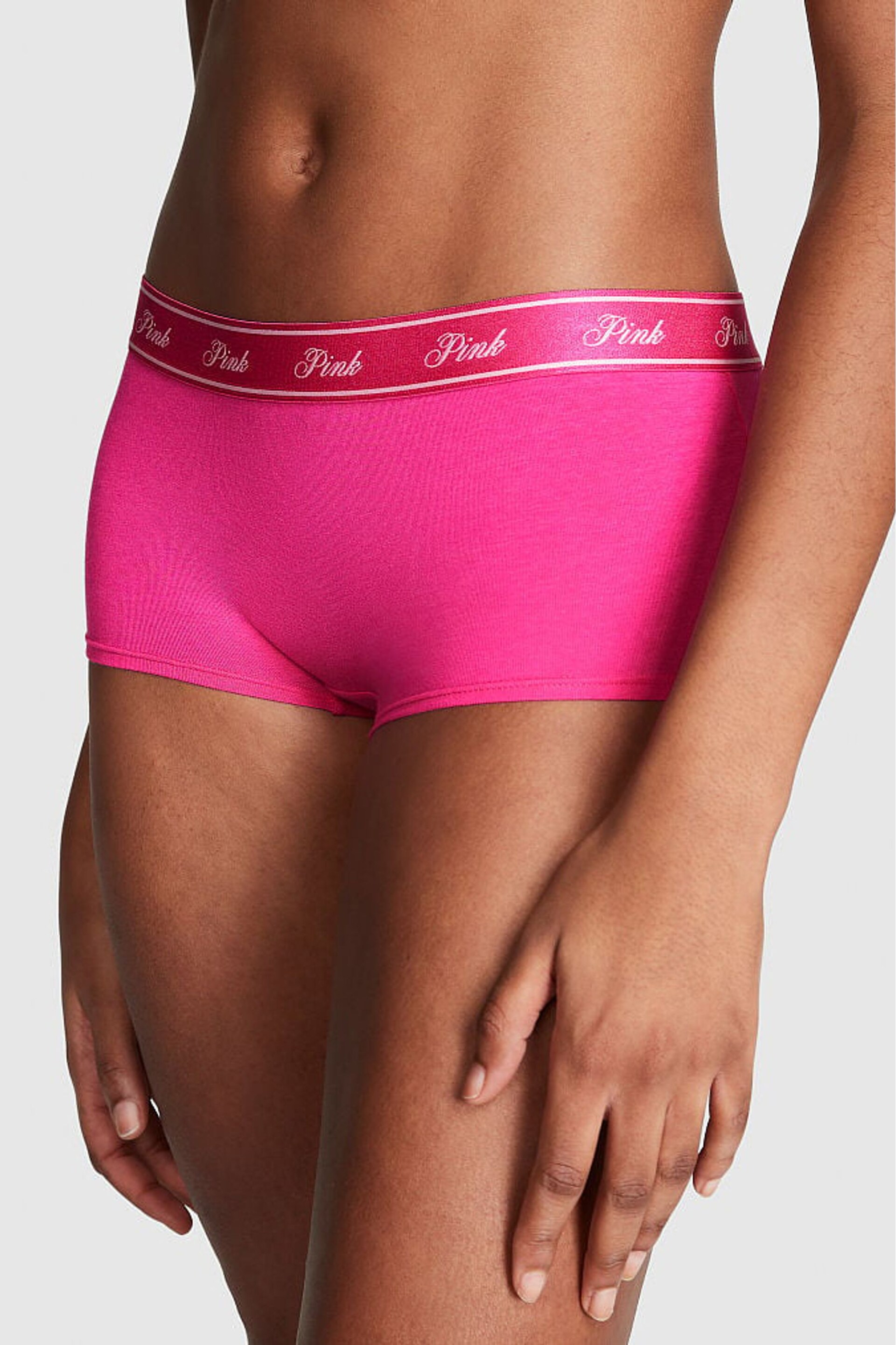 Victoria's Secret PINK Enchanted Pink Cotton Logo Boyshort Knickers - Image 1 of 3