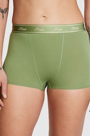 Victoria's Secret PINK Wild Grass Green Cotton Logo High Waist Boyshort Knickers - Image 1 of 3