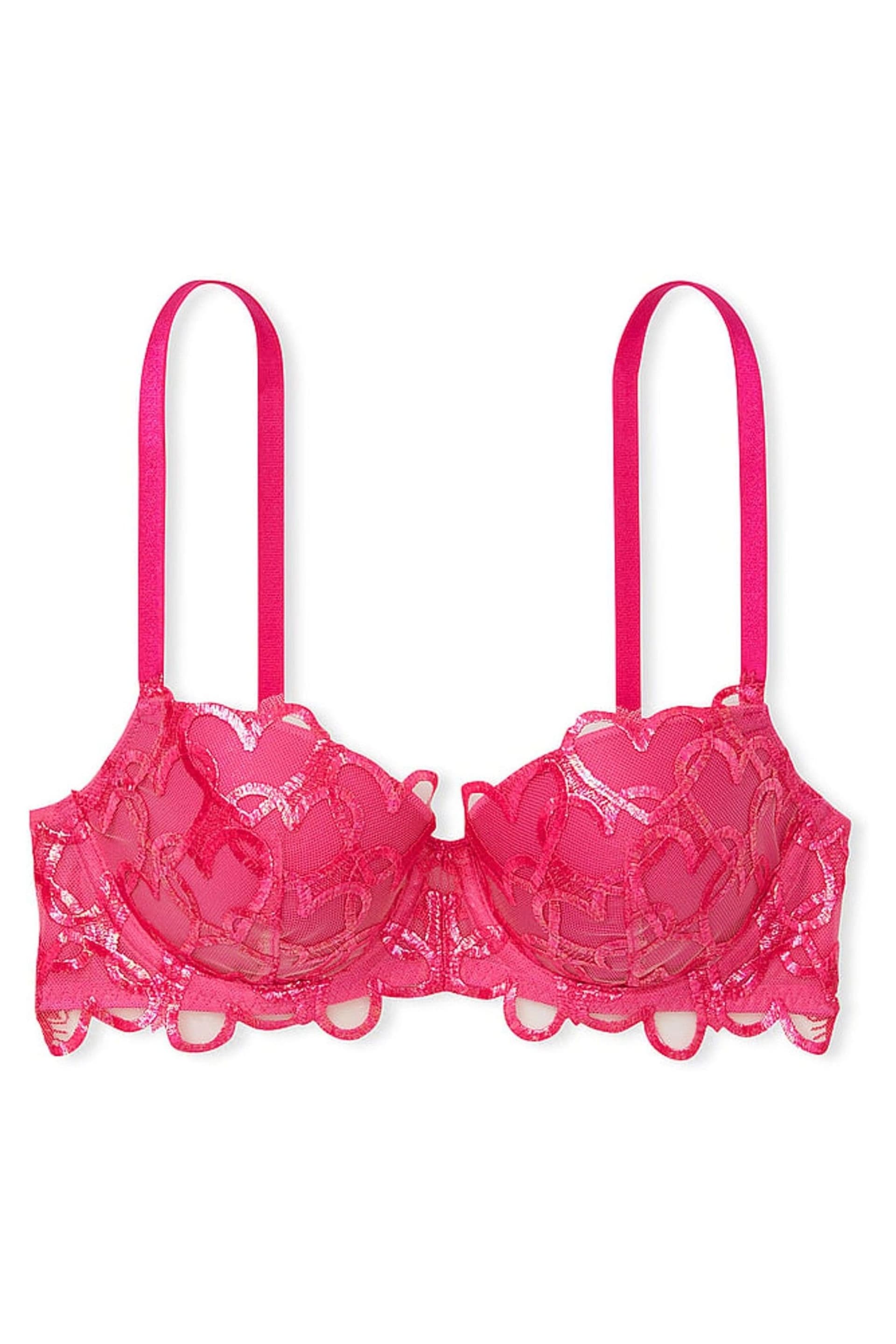 Victoria's Secret Forever Pink Hearts Lightly Lined Demi Bra - Image 3 of 3