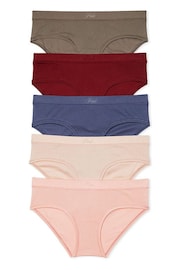 Victoria's Secret PINK Brown/Blue/Red/Pink Hipster 5 Multipack Knickers - Image 1 of 1