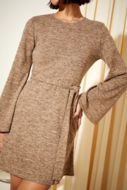 Friends Like These Camel Soft Touch Flare Sleeve Mini Dress - Image 2 of 4