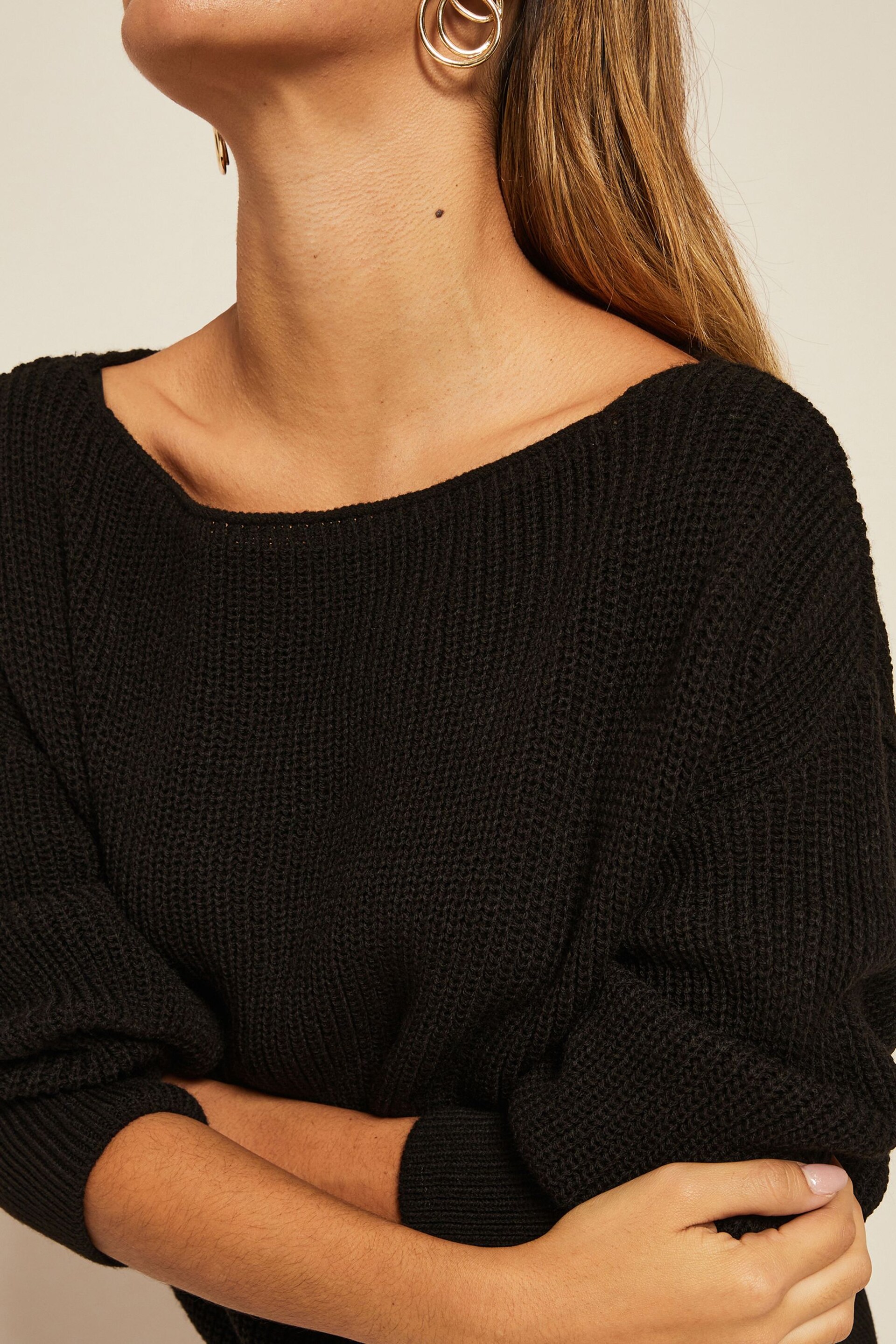 Friends Like These Black Petite Off The Shoulder Jumper - Image 4 of 4