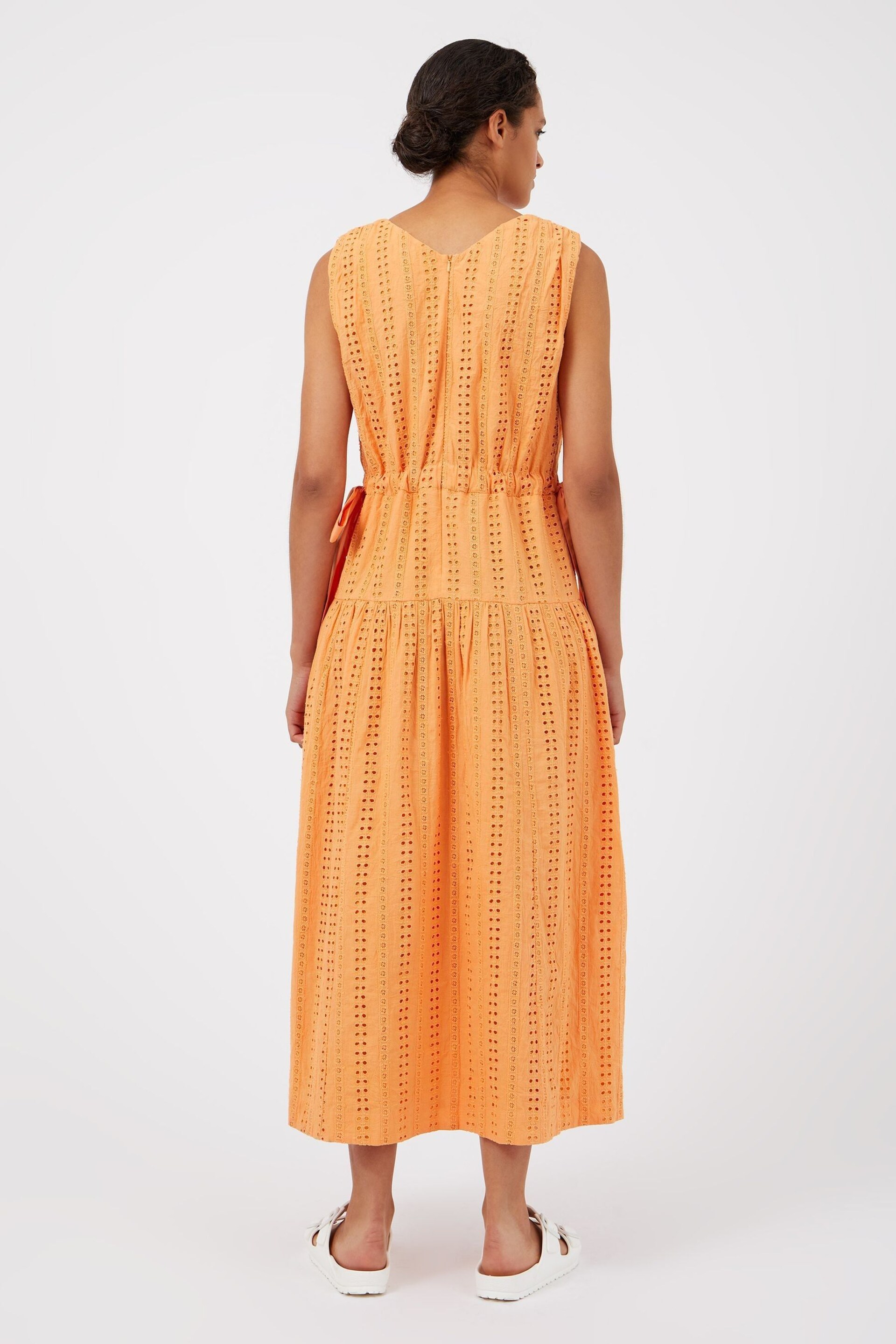 Great Plains Orange Summer Embroidery V Neck Dress - Image 2 of 4