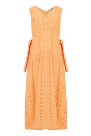 Great Plains Orange Summer Embroidery V Neck Dress - Image 4 of 4