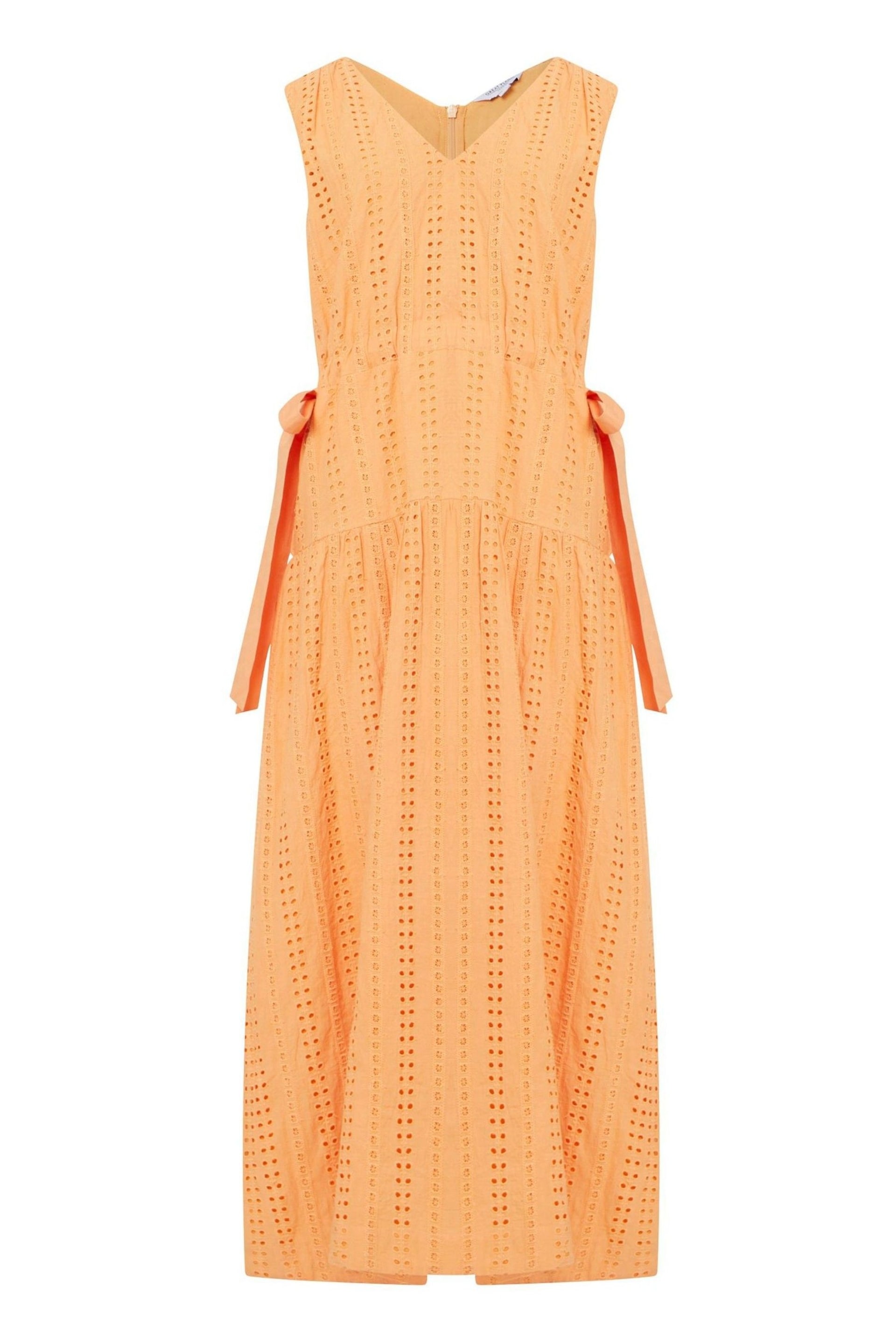 Great Plains Orange Summer Embroidery V Neck Dress - Image 4 of 4