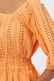 Great Plains Orange Summer Embroidery Square Neck Top - Image 2 of 4