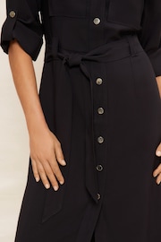 Friends Like These Black Utility Belted Long Sleeve Midi Shirt Dress - Image 8 of 8