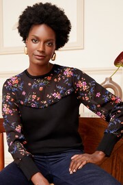 Love & Roses Black Petite Printed Woven Long Sleeve Blouse - Image 1 of 4