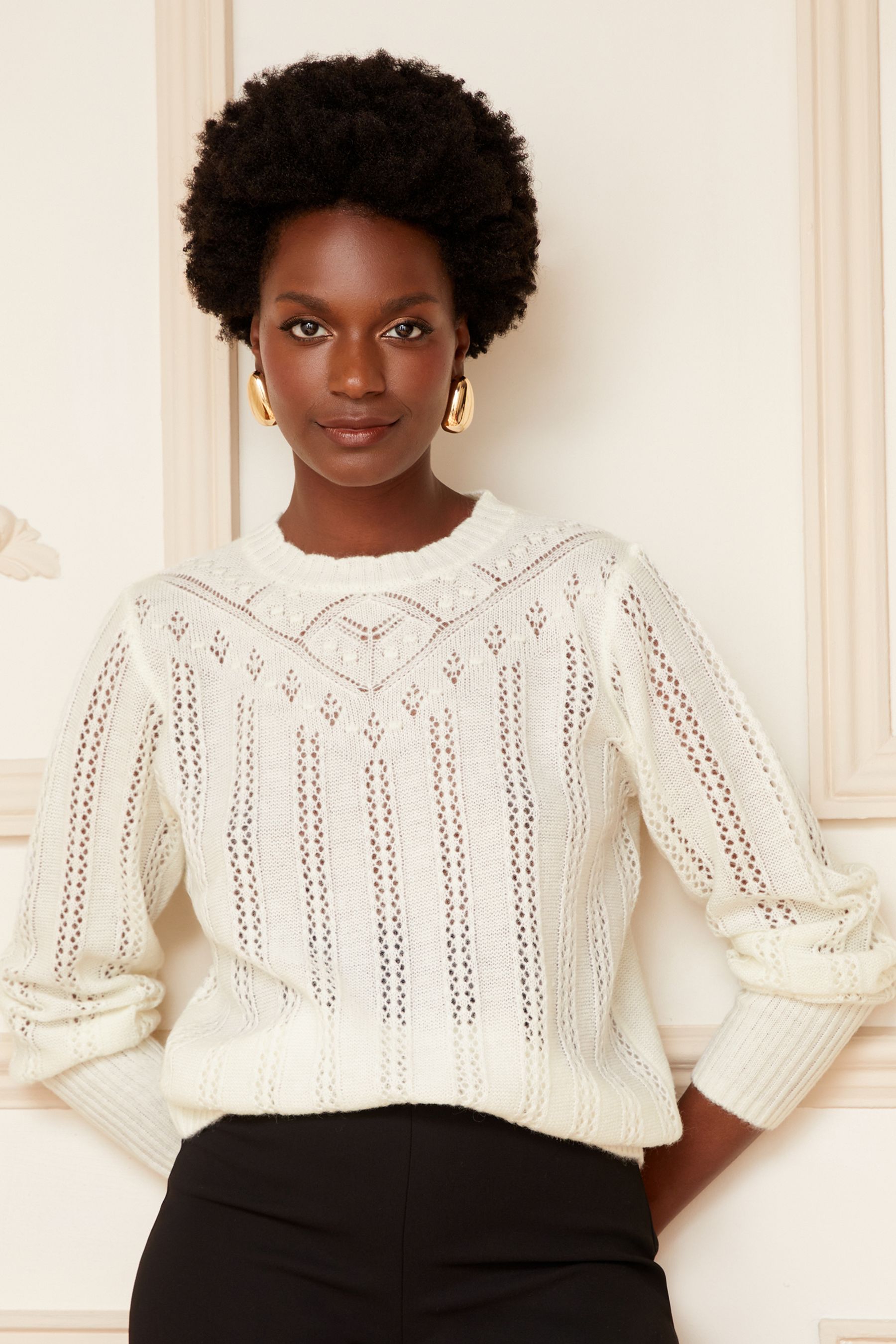 White pointelle jumper discount