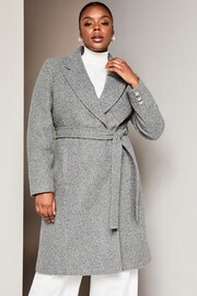 Lipsy Grey Curve Relaxed Belted Boucle Smart Wrap Trench Coat - Image 1 of 4